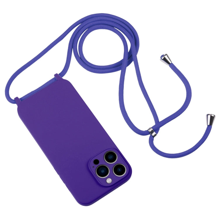 For iPhone 13 Pro Max Crossbody Lanyard Liquid Silicone Case(Purple) - free shipping - PMC TechLife - Order now!