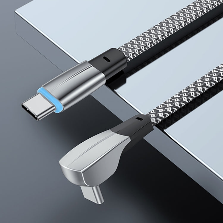 3A USB-C/Type-C to USB-C/Type-C Elbow Fast Charge Data Cable, Length:1.2m(Grey) - USB-C & Type-C Cable by PMC TechLife | Online Shopping South Africa | PMC TechLife | Buy Now Pay Later Mobicred