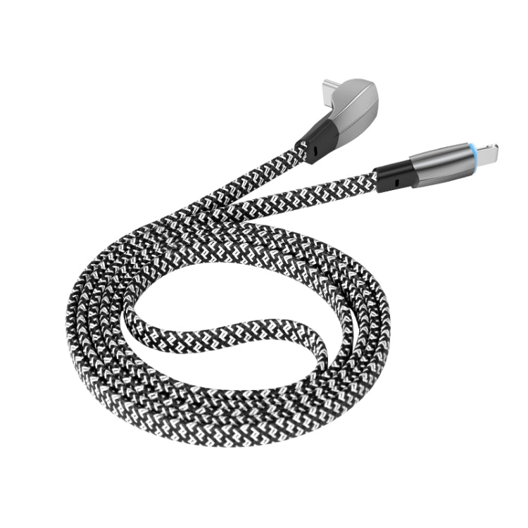 3A USB-C/Type-C to 8 Pin Elbow Fast Charge Data Cable, Length:1.2m(Grey) - 2 in 1 Cable by PMC TechLife | Online Shopping South Africa | PMC TechLife