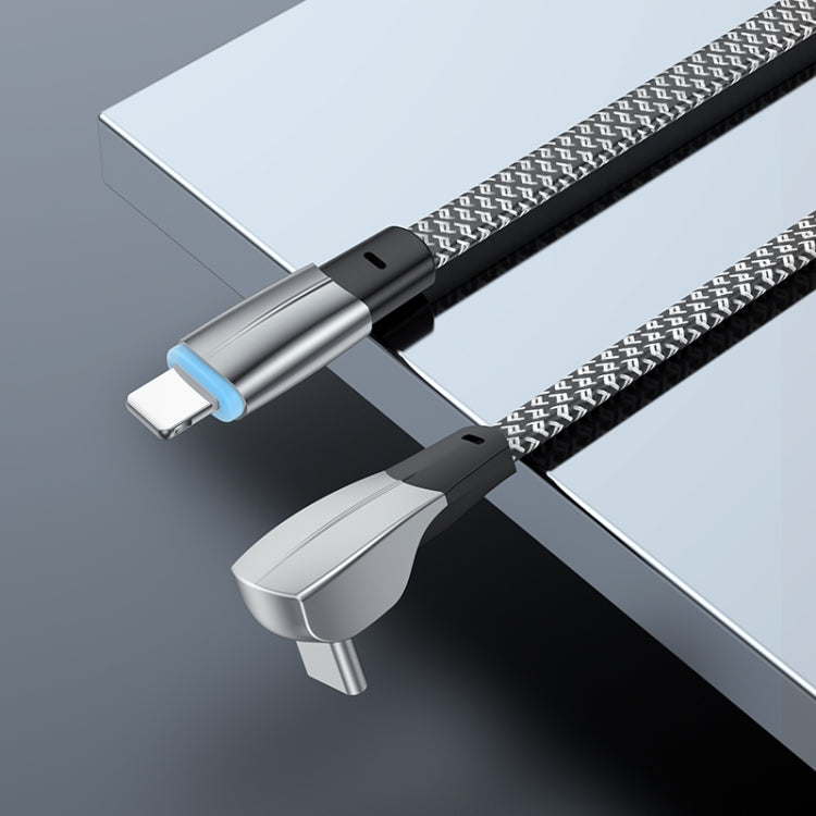 3A USB-C/Type-C to 8 Pin Elbow Fast Charge Data Cable, Length:1.2m(Grey) - 2 in 1 Cable by PMC TechLife | Online Shopping South Africa | PMC TechLife