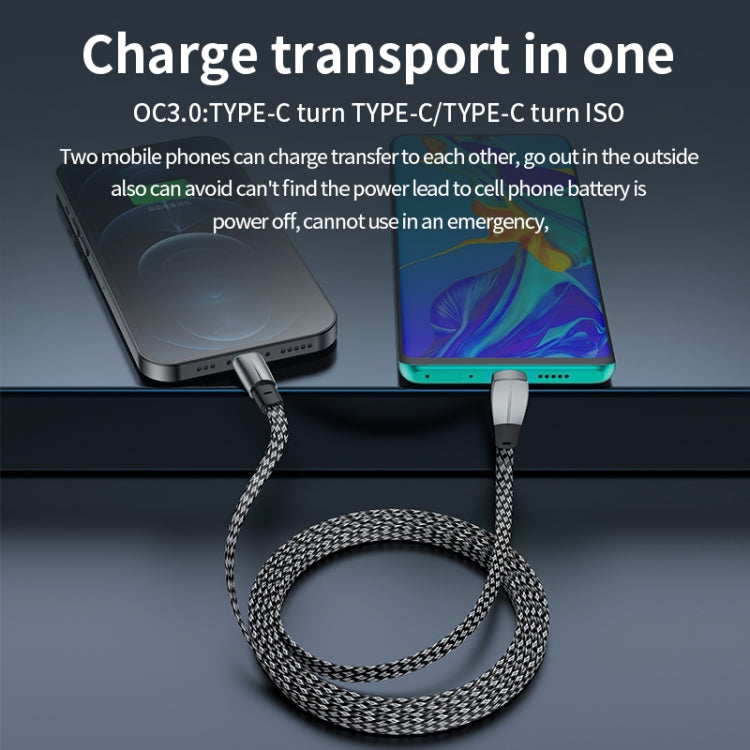 3A USB-C/Type-C to 8 Pin Elbow Fast Charge Data Cable, Length:1.2m(Grey) - 2 in 1 Cable by PMC TechLife | Online Shopping South Africa | PMC TechLife