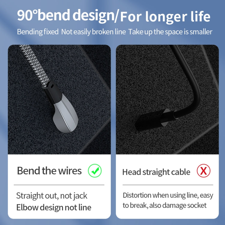 3A USB-C/Type-C to 8 Pin Elbow Fast Charge Data Cable, Length:1.2m(Grey) - 2 in 1 Cable by PMC TechLife | Online Shopping South Africa | PMC TechLife