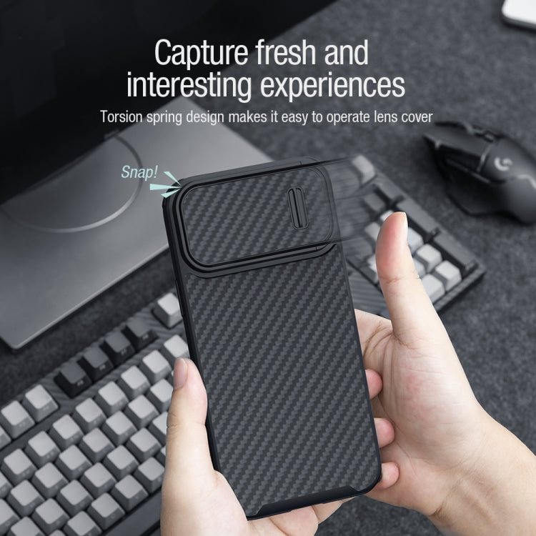 For iPhone 14 Pro NILLKIN Synthetic Fiber Camshield Phone Case(Black) - iPhone 14 Pro Cases by NILLKIN | Online Shopping South Africa | PMC TechLife | Buy Now Pay Later Mobicred