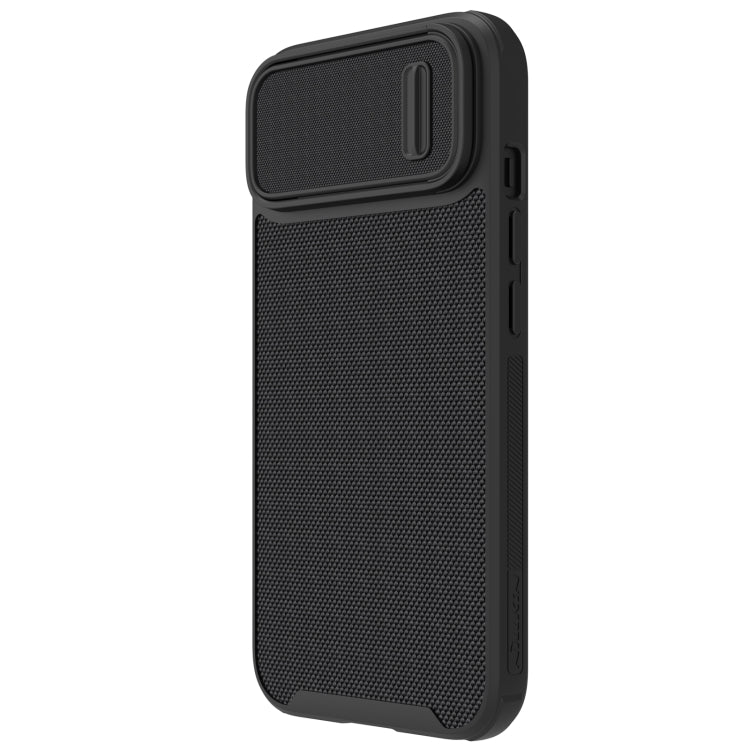 For iPhone 14 NILLKIN 3D Textured Camshield PC + TPU Phone Case(Black) - iPhone 14 Cases by NILLKIN | Online Shopping South Africa | PMC Jewellery | Buy Now Pay Later Mobicred