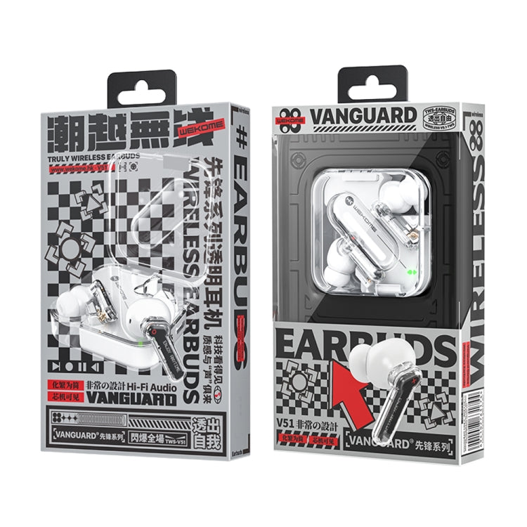 WEKOME V51 Vanguard Series Transparent Wireless Bluetooth Earphone(White) - Bluetooth Earphone by WK | Online Shopping South Africa | PMC Jewellery | Buy Now Pay Later Mobicred