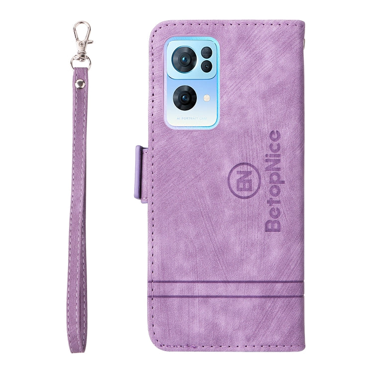 For OPPO Reno 7 Pro 5G BETOPNICE Dual-side Buckle Leather Phone Case(Purple) - OPPO Cases by BETOPNICE | Online Shopping South Africa | PMC Jewellery | Buy Now Pay Later Mobicred