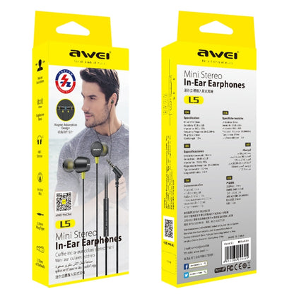 awei L5 1.2m Mini Stereo In-ear Earphones - In Ear Wired Earphone by awei | Online Shopping South Africa | PMC Jewellery