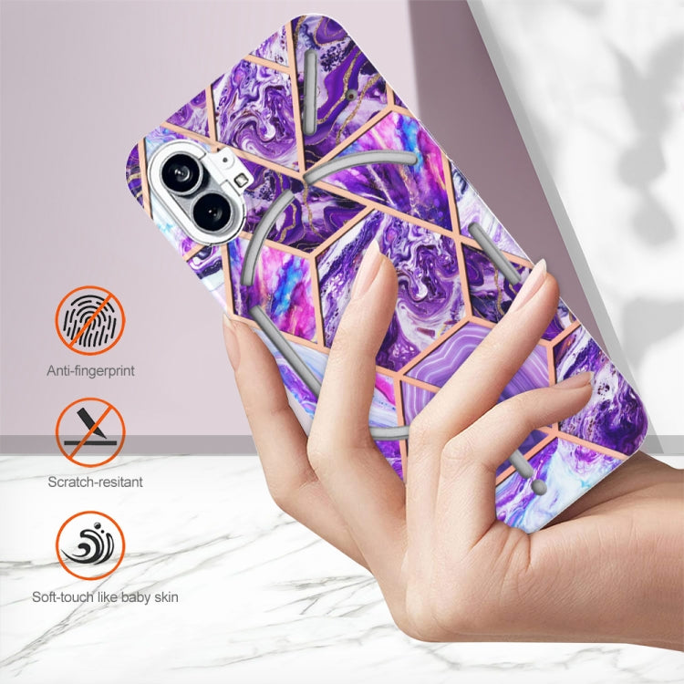 For Nothing Phone 1 Electroplating Splicing Marble TPU Phone Case(Dark Purple) - More Brand by PMC Jewellery | Online Shopping South Africa | PMC Jewellery