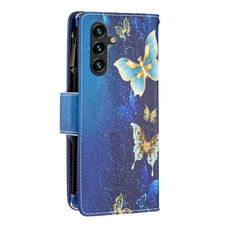 For Samsung Galaxy A14 5G Colored Drawing Pattern Zipper Leather Phone Case(Gold Butterfly) - free shipping - PMC TechLife - Order now!