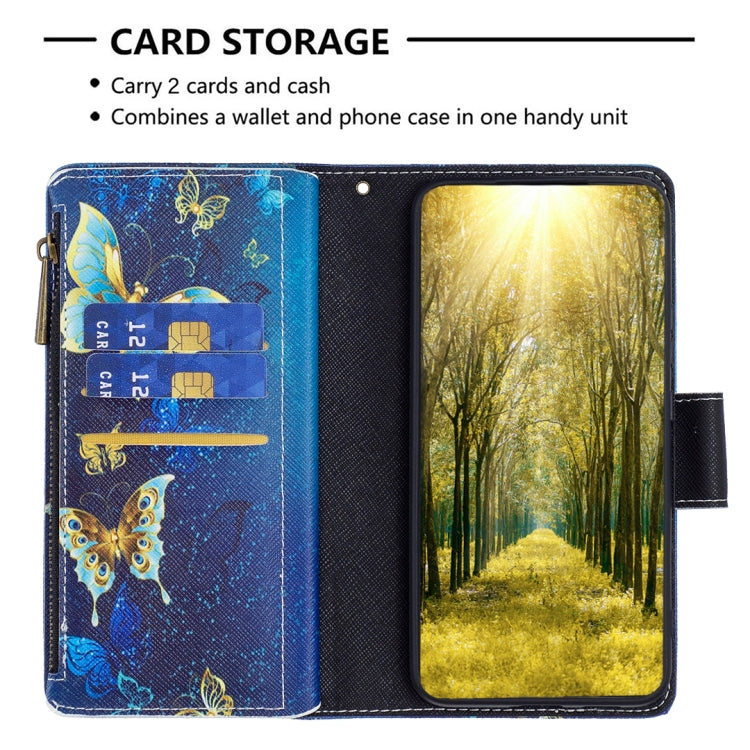 For Samsung Galaxy A14 5G Colored Drawing Pattern Zipper Leather Phone Case(Gold Butterfly) - free shipping - PMC TechLife - Order now!