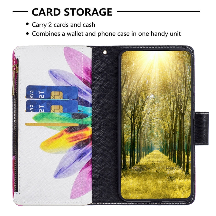 For Samsung Galaxy A14 5G Colored Drawing Pattern Zipper Leather Phone Case(Sun Flower) - free shipping - PMC TechLife - Order now!