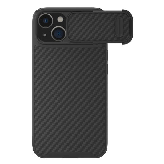 For iPhone 14 NILLKIN Synthetic Fiber Camshield Magnetic Phone Case(Black) - iPhone 14 Cases by NILLKIN | Online Shopping South Africa | PMC Jewellery | Buy Now Pay Later Mobicred