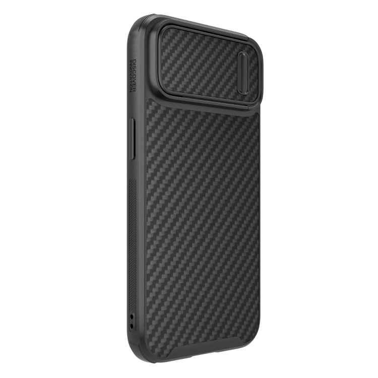 For iPhone 14 Plus NILLKIN Synthetic Fiber Camshield Magnetic Phone Case(Black) - iPhone 14 Plus Cases by NILLKIN | Online Shopping South Africa | PMC Jewellery | Buy Now Pay Later Mobicred