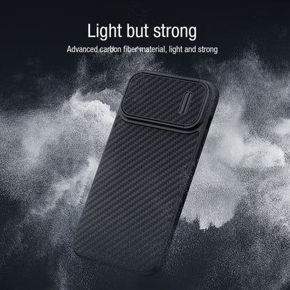 For iPhone 14 Pro NILLKIN Synthetic Fiber Camshield Magnetic Phone Case(Black) - iPhone 14 Pro Cases by NILLKIN | Online Shopping South Africa | PMC Jewellery | Buy Now Pay Later Mobicred