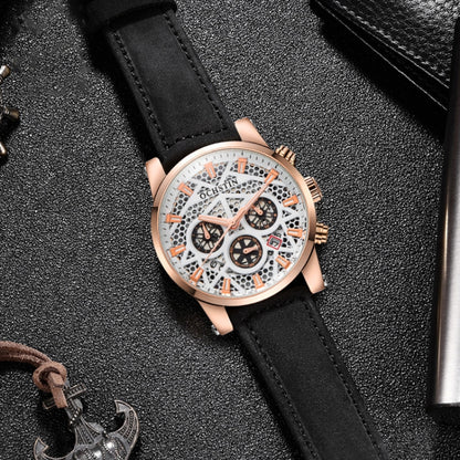 Ochstin 5052B Multifunctional Business Waterproof Leather Strap Quartz Watch(Rose Gold+Coffee) - Leather Strap Watches by OCHSTIN | Online Shopping South Africa | PMC Jewellery | Buy Now Pay Later Mobicred