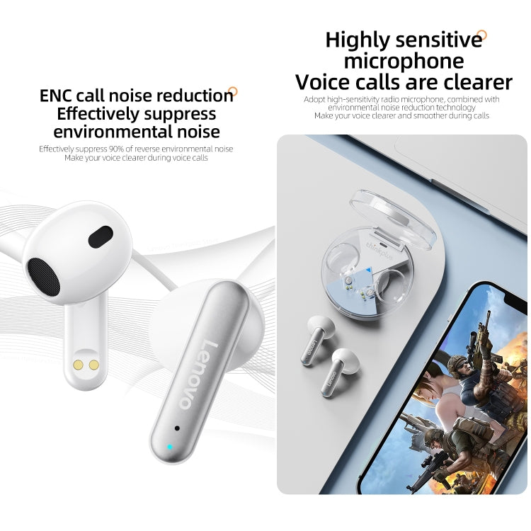 Lenovo LP10 TWS Wireless Bluetooth 5.2 Noise Reduction Earphone with Mic(White) - TWS Earphone by Lenovo | Online Shopping South Africa | PMC Jewellery