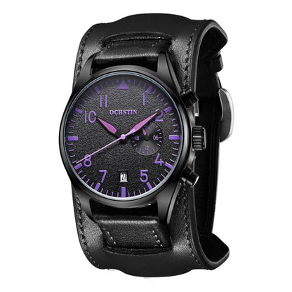 Ochstin 7228 Multifunctional Business Leather Wrist Wrist Waterproof Quartz Watch(Purple) - Leather Strap Watches by OCHSTIN | Online Shopping South Africa | PMC Jewellery | Buy Now Pay Later Mobicred