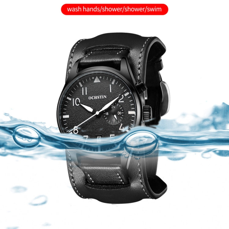 Ochstin 7228 Multifunctional Business Leather Wrist Wrist Waterproof Quartz Watch(Black+Orange) - Leather Strap Watches by OCHSTIN | Online Shopping South Africa | PMC Jewellery | Buy Now Pay Later Mobicred