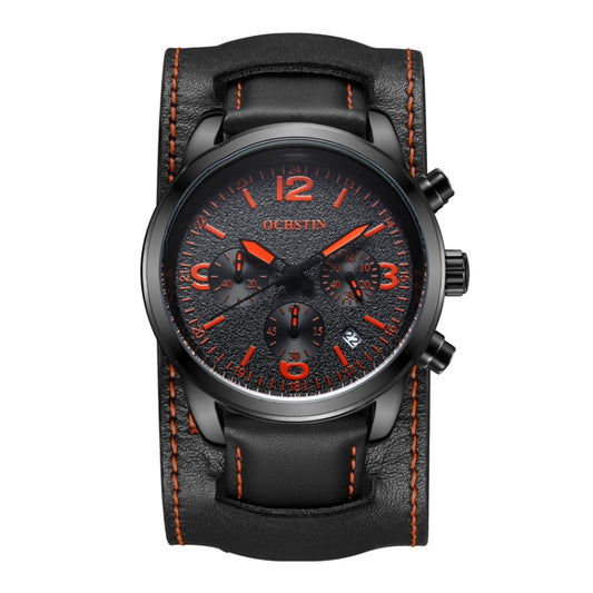 Ochstin 7230 Multifunctional Business Leather Wrist Wrist Waterproof Quartz Watch(Orange+Black) - Leather Strap Watches by OCHSTIN | Online Shopping South Africa | PMC Jewellery | Buy Now Pay Later Mobicred