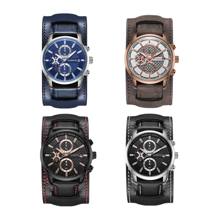 Ochstin 7231 Multifunctional Business Leather Wrist Wrist Waterproof Quartz Watch(Rose Gold+Dark Brown) - Leather Strap Watches by OCHSTIN | Online Shopping South Africa | PMC Jewellery | Buy Now Pay Later Mobicred