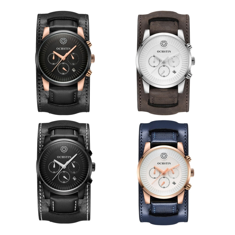 Ochstin 7232 Multifunctional Business Leather Wrist Wrist Waterproof Quartz Watch(Black+Black) - Leather Strap Watches by OCHSTIN | Online Shopping South Africa | PMC Jewellery | Buy Now Pay Later Mobicred