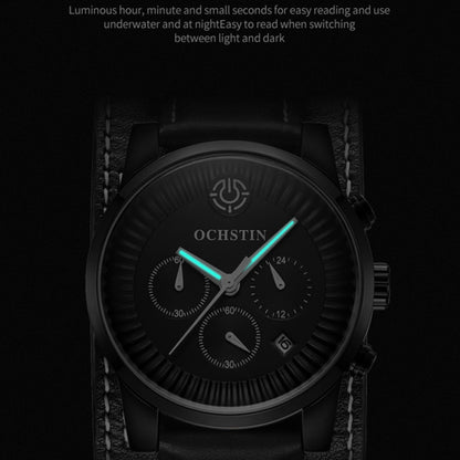 Ochstin 7232 Multifunctional Business Leather Wrist Wrist Waterproof Quartz Watch(Rose Gold+Black) - Leather Strap Watches by OCHSTIN | Online Shopping South Africa | PMC Jewellery | Buy Now Pay Later Mobicred