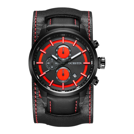 Ochstin 7235 Multifunctional Business Leather Wrist Wrist Waterproof Quartz Watch(Red+Black) - Leather Strap Watches by OCHSTIN | Online Shopping South Africa | PMC Jewellery | Buy Now Pay Later Mobicred