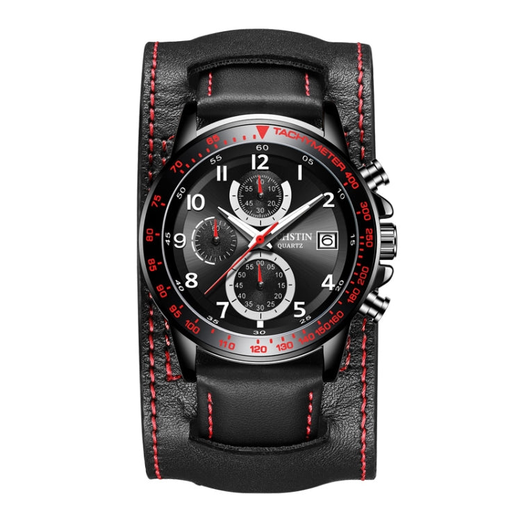 Ochstin 7233 Multifunctional Business Leather Wrist Wrist Waterproof Quartz Watch(Black+Red) - Leather Strap Watches by OCHSTIN | Online Shopping South Africa | PMC Jewellery | Buy Now Pay Later Mobicred