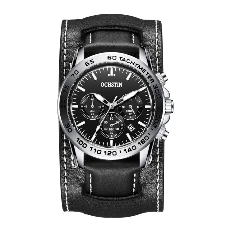 Ochstin 7234 Multifunctional Business Leather Wrist Wrist Waterproof Quartz Watch(Black+Black) - Leather Strap Watches by OCHSTIN | Online Shopping South Africa | PMC Jewellery | Buy Now Pay Later Mobicred