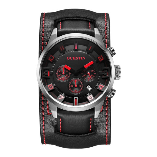 Ochstin 7236 Multifunctional Business Leather Wrist Wrist Waterproof Quartz Watch(Red+Black) - Leather Strap Watches by OCHSTIN | Online Shopping South Africa | PMC Jewellery | Buy Now Pay Later Mobicred