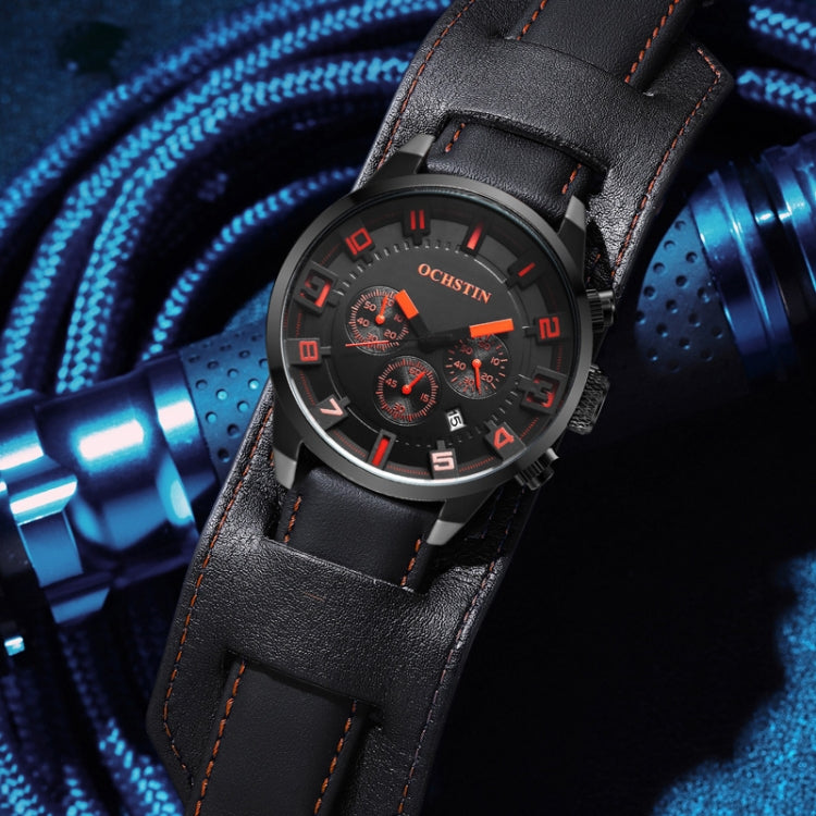 Ochstin 7236 Multifunctional Business Leather Wrist Wrist Waterproof Quartz Watch(Orange+Black) - Leather Strap Watches by OCHSTIN | Online Shopping South Africa | PMC Jewellery | Buy Now Pay Later Mobicred