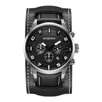 Ochstin 7236 Multifunctional Business Leather Wrist Wrist Waterproof Quartz Watch(Silver+Black) - Leather Strap Watches by OCHSTIN | Online Shopping South Africa | PMC Jewellery | Buy Now Pay Later Mobicred