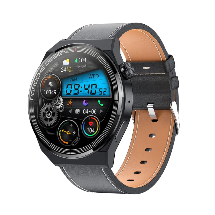 Ochstin 5HK46P 1.36 inch Round Screen Leather Strap Smart Watch with Bluetooth Call Function(Black) - free shipping - PMC TechLife - Order now!