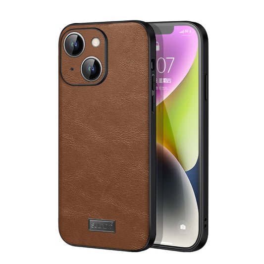 For iPhone 14 Plus SULADA Shockproof TPU + Handmade Leather Phone Case(Brown) - iPhone 14 Plus Cases by SULADA | Online Shopping South Africa | PMC Jewellery