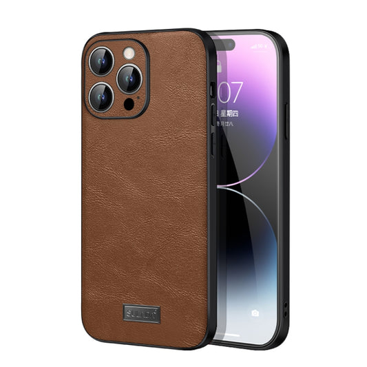 For iPhone 14 Pro Max SULADA Shockproof TPU + Handmade Leather Phone Case(Brown) - iPhone 14 Pro Max Cases by SULADA | Online Shopping South Africa | PMC Jewellery