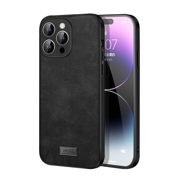For iPhone 14 Pro Max SULADA Shockproof TPU + Handmade Leather Phone Case(Black) - iPhone 14 Pro Max Cases by SULADA | Online Shopping South Africa | PMC TechLife | Buy Now Pay Later Mobicred