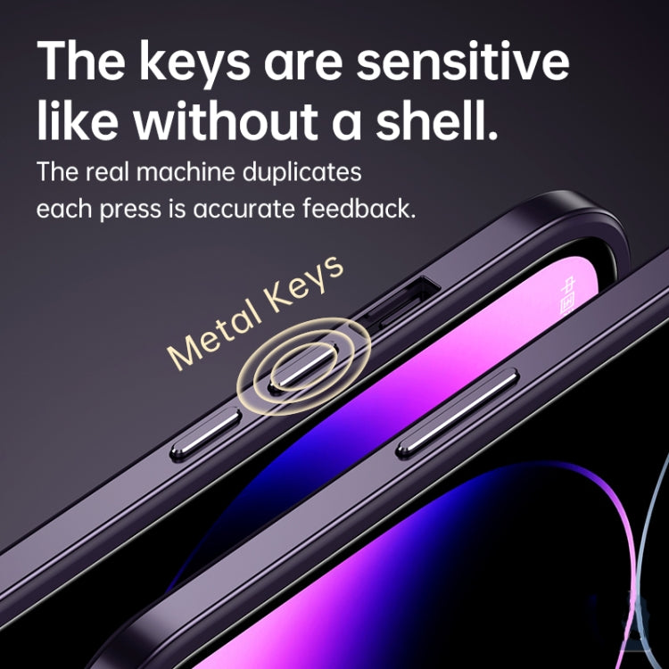 For iPhone 14 SULADA Metal Frame + Nano Glass + TPU Phone Case(Dark Blue) - free shipping - PMC TechLife - Order now!