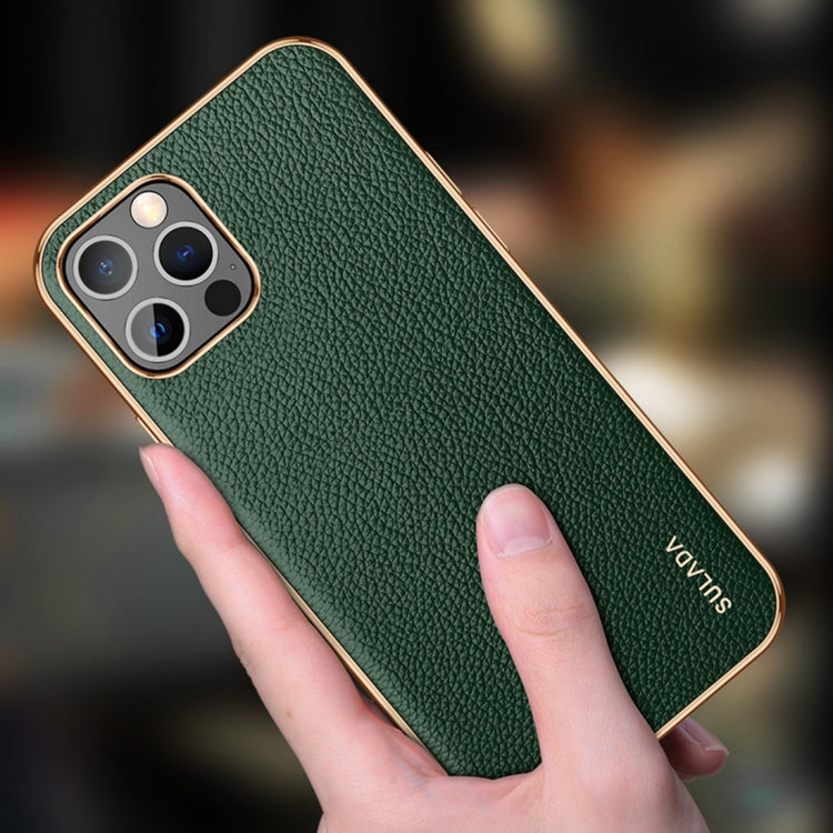 For iPhone 14 Pro SULADA Shockproof TPU + Handmade Leather Phone Case(Green) - iPhone 14 Pro Cases by SULADA | Online Shopping South Africa | PMC Jewellery