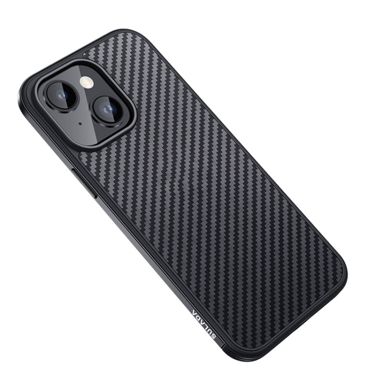 For iPhone 14 SULADA Carbon Fiber Textured Shockproof Metal + TPU Frame Case(Black) - iPhone 14 Cases by SULADA | Online Shopping South Africa | PMC Jewellery