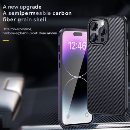 For iPhone 14 Pro SULADA Carbon Fiber Textured Shockproof Metal + TPU Frame Case(Black) - iPhone 14 Pro Cases by SULADA | Online Shopping South Africa | PMC Jewellery