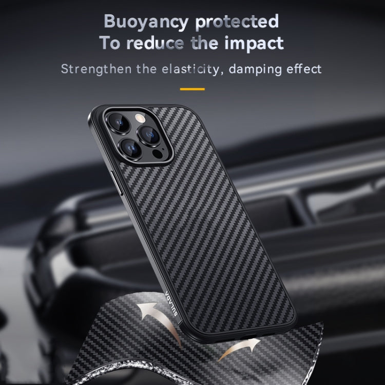 For iPhone 14 Pro SULADA Carbon Fiber Textured Shockproof Metal + TPU Frame Case(Dark Blue) - iPhone 14 Pro Cases by SULADA | Online Shopping South Africa | PMC TechLife | Buy Now Pay Later Mobicred