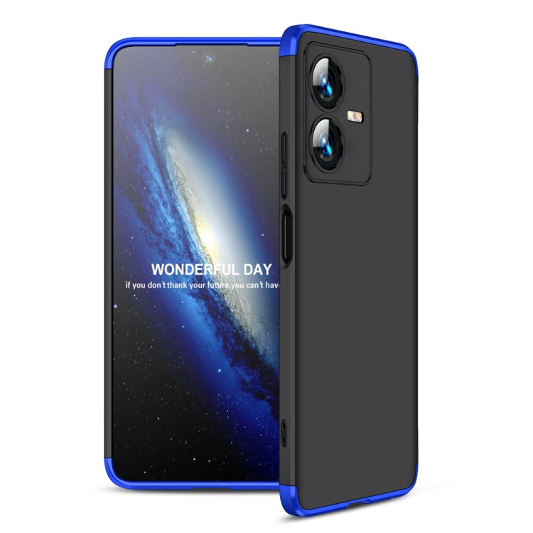 For vivo Y22 / Y22s GKK Three Stage Splicing Full Coverage PC Phone Case(Black Blue) - vivo Cases by GKK | Online Shopping South Africa | PMC TechLife | Buy Now Pay Later Mobicred