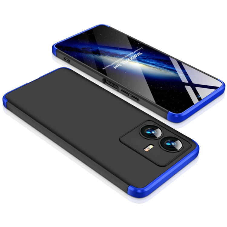 For vivo Y22 / Y22s GKK Three Stage Splicing Full Coverage PC Phone Case(Black Blue) - vivo Cases by GKK | Online Shopping South Africa | PMC TechLife | Buy Now Pay Later Mobicred
