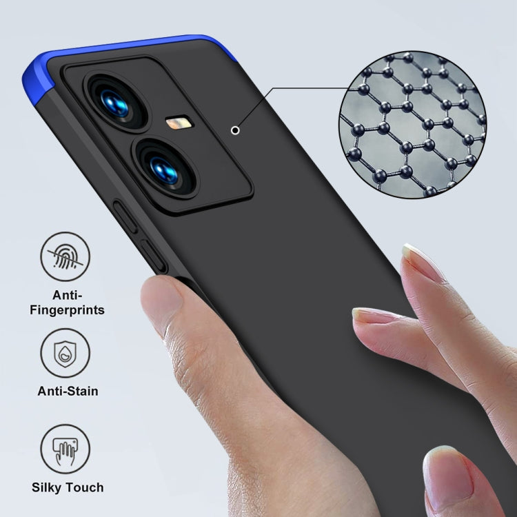For vivo Y22 / Y22s GKK Three Stage Splicing Full Coverage PC Phone Case(Black Blue) - vivo Cases by GKK | Online Shopping South Africa | PMC TechLife | Buy Now Pay Later Mobicred