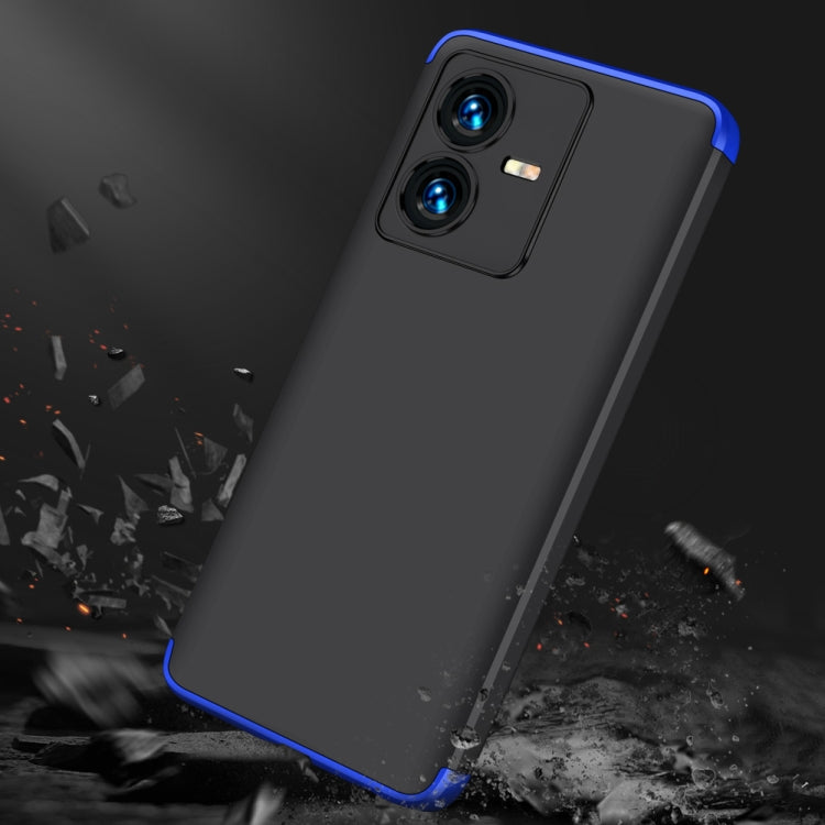 For vivo Y22 / Y22s GKK Three Stage Splicing Full Coverage PC Phone Case(Black Blue) - vivo Cases by GKK | Online Shopping South Africa | PMC TechLife | Buy Now Pay Later Mobicred