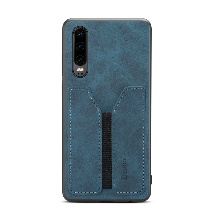 For Huawei P30 Denior DV Elastic Card PU Back Cover Phone Case(Blue) - Huawei Cases by Denior | Online Shopping South Africa | PMC TechLife | Buy Now Pay Later Mobicred