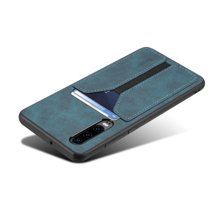 For Huawei P30 Denior DV Elastic Card PU Back Cover Phone Case(Blue) - Huawei Cases by Denior | Online Shopping South Africa | PMC TechLife | Buy Now Pay Later Mobicred
