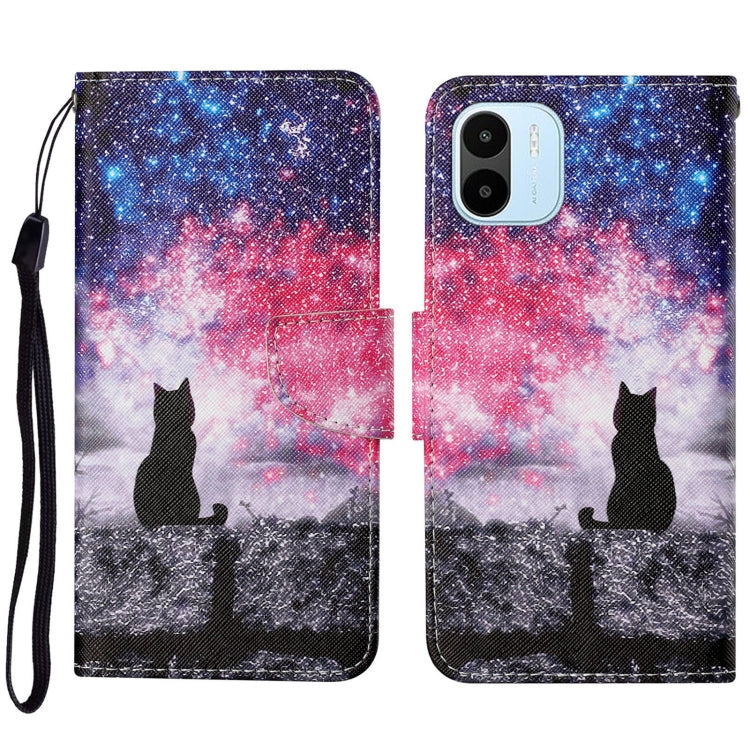 For Xiaomi Redmi A1 Colored Drawing Pattern Leather Phone Case(Star Sky Cat) - free shipping - PMC TechLife - Order now!