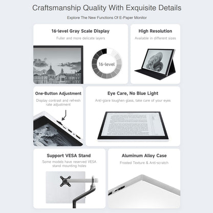 Waveshare 13.3 inch E-Paper Monitor External E-Paper Screen for MAC / Windows PC(EU Plug) - Mini PC Accessories by WAVESHARE | Online Shopping South Africa | PMC Jewellery | Buy Now Pay Later Mobicred