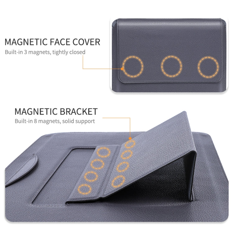 For MacBook 12 / 14 inch PU Leather 4 in 1 Laptop Bag with Functional Bracket(Space Gray) - Protective Bags by PMC Jewellery | Online Shopping South Africa | PMC Jewellery